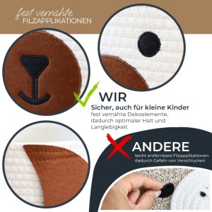 HMF 39022-HUN Aufbewahrungskorb Versteckten Griffen 3er Set Korb Kinderzimmer Baumwolle Hund Großtel Klein