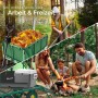Tectake Bollerwagen mit klappbaren Seitenwänden, Luftreifen und Nutzungsszenarien im Garten und beim Camping.