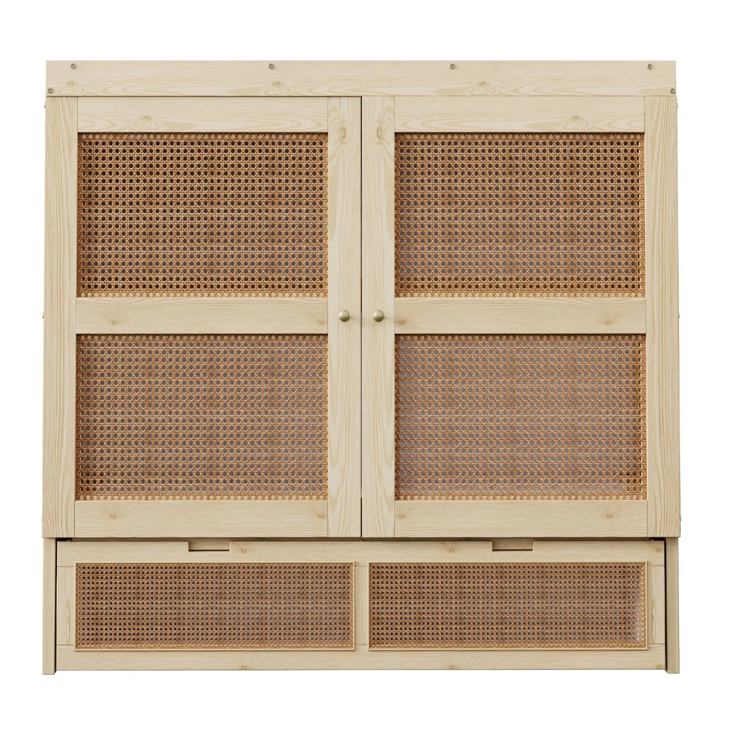 okwish Schrankbett 140x200cm mit Stauraumschubladen Wandbett Jugendzimmer Natur ohne Matratze_9