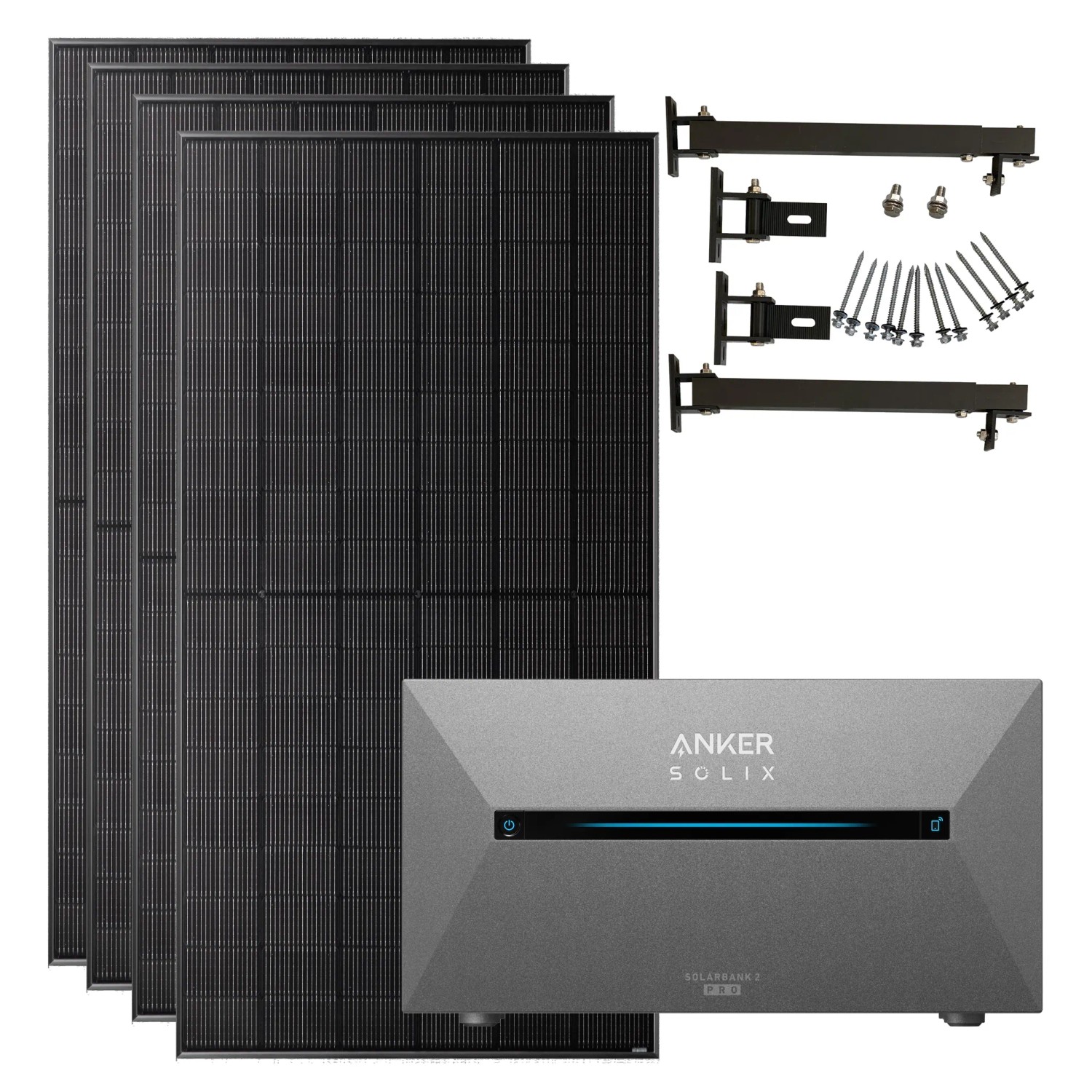 Anker SOLIX 2.000 W Balkonkraftwerk mit Solarbank Pro 2 Mit Halterung für Flachdach