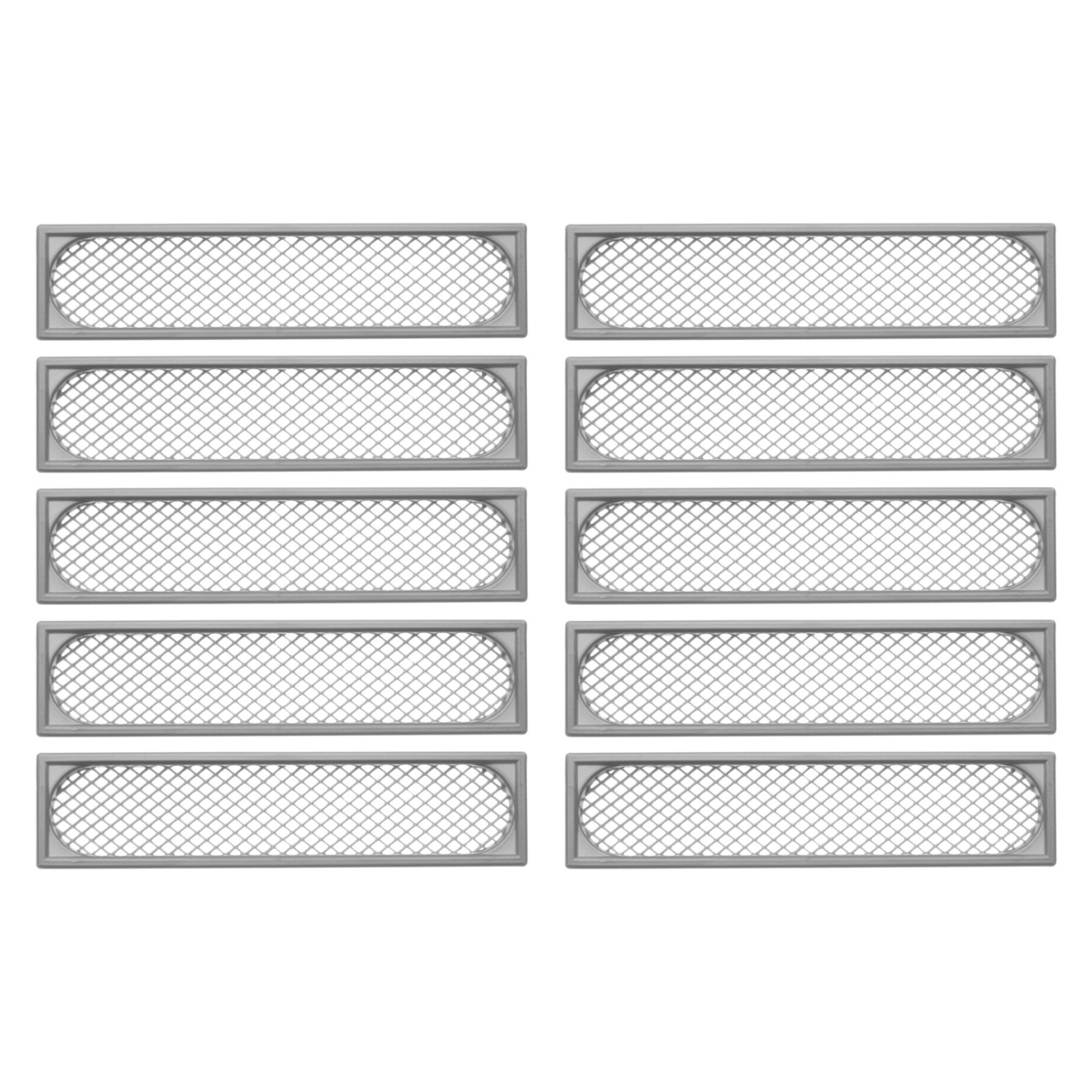SOTECH 10 Stück Lüftungsgitter 172 x 41mm aus Kunststoff Zum Einlassen Silbergrau