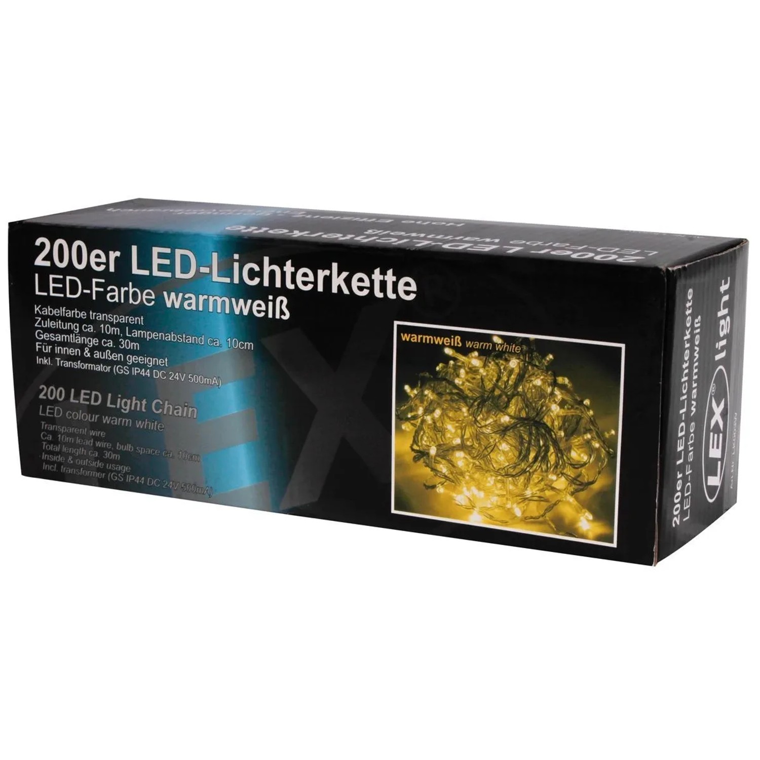 Lex 200er LED Lichterkette Außen Innen Partylicht Weihnachtslichterkette Warmweiß