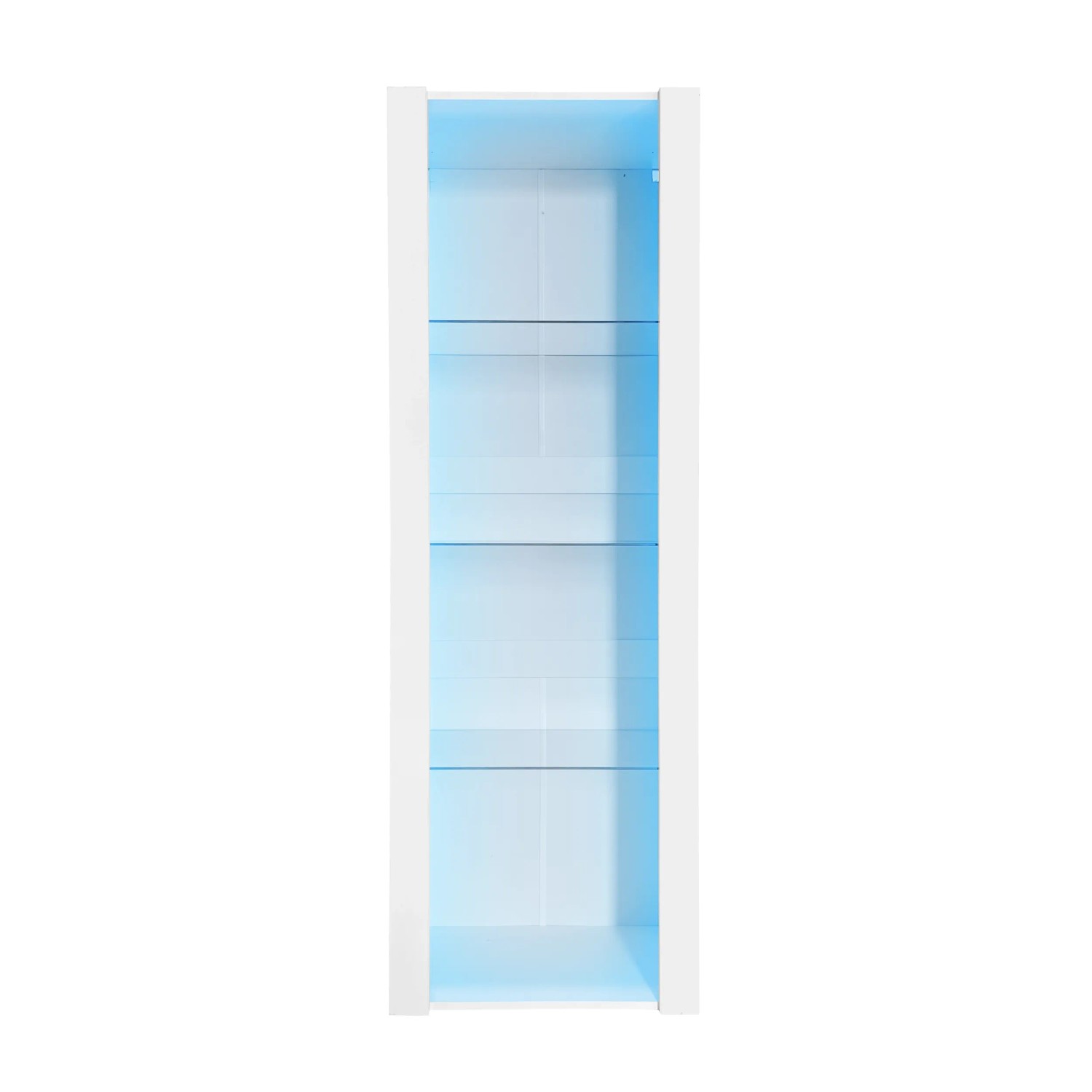 okwish Vitrine mit LED Beleuchtung Glasböden Wohnzimmer 55x38x166cm Weiß