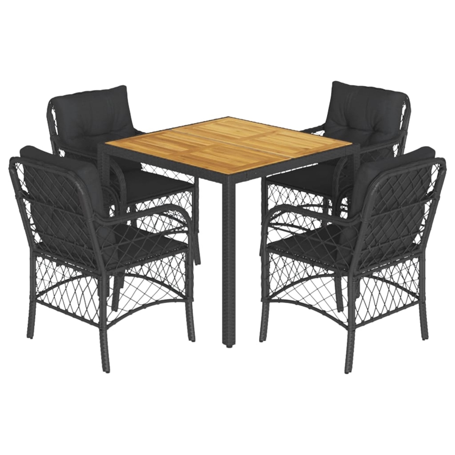 vidaXL 5-Tlg Garten-Essgruppe mit Kissen Schwarz Poly Rattan 3212043 günstig online kaufen