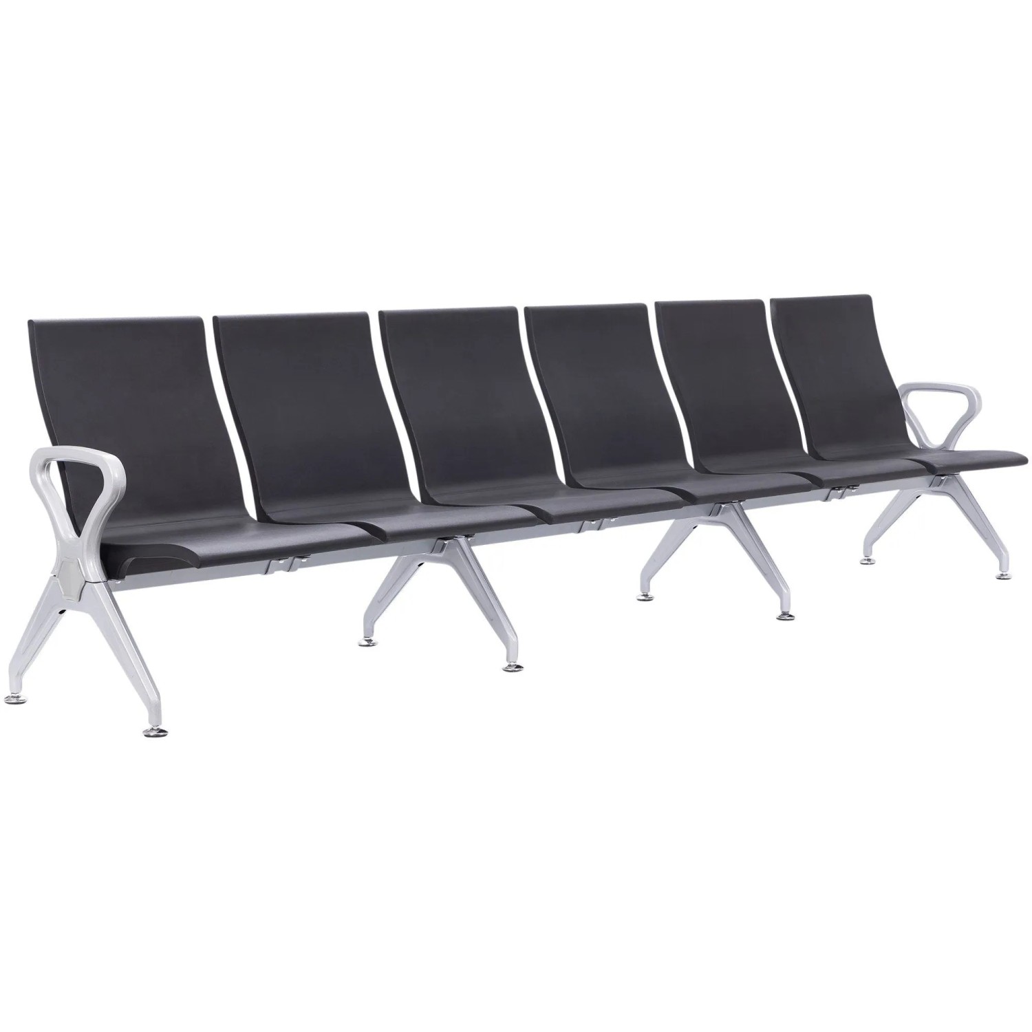 DELUKE Wartebank ERIK 6-Sitzer 338x59x89cm Kunststoff Schwarz Sitzbank Wartezimmer Airport-Bank