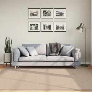 vidaXL Teppich HUARTE Kurzflor Weich und Waschbar Sandfarben 200x200cm 375061