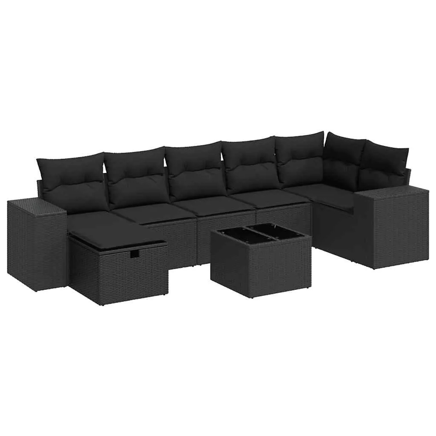 vidaXL 8-Tlg Garten-Sofagarnitur mit Kissen Schwarz Poly Rattan 3325711 günstig online kaufen