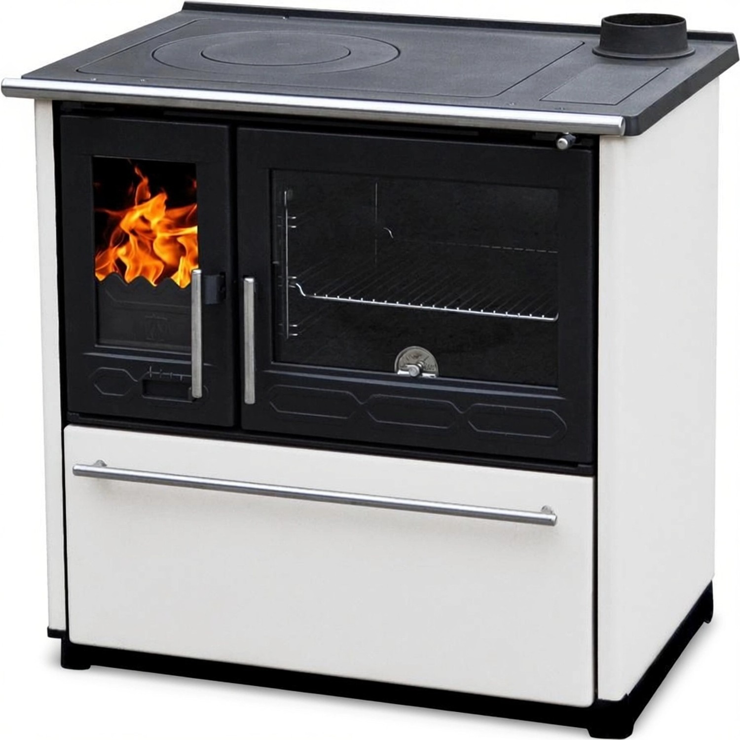 Plamen Küchenofen Holzherd 850 Glas Weiß Rechte Version und 8 kW günstig online kaufen