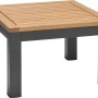 Quadratischer, hellgrauer Gartentisch Bonlee (46x46 cm) aus FSC®-Eukalyptusholz und Aluminium.