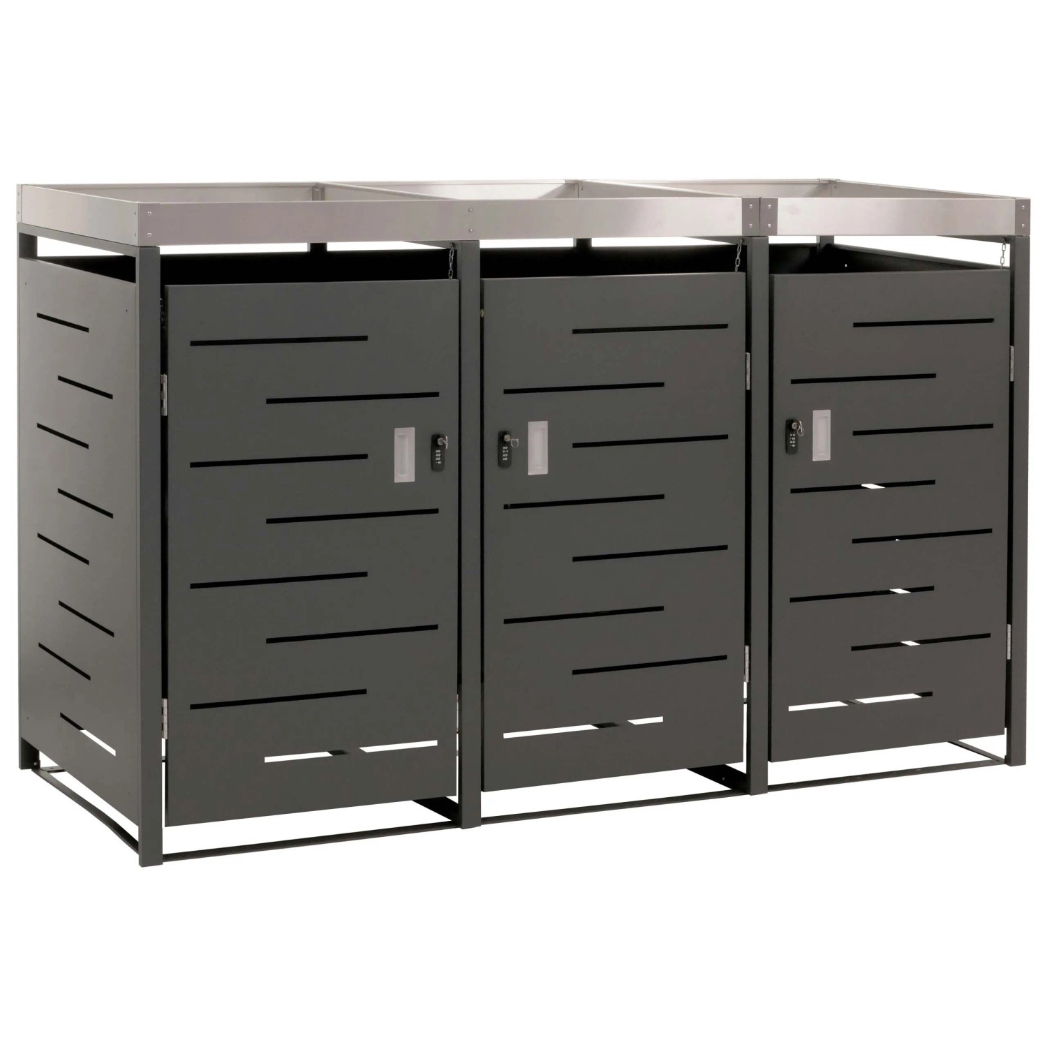 MCW 3er-Mülltonnenverkleidung H40 125x198x84cm Anthrazit