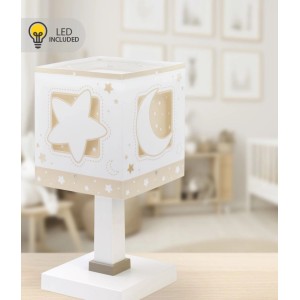 Dalber Nachttischlampe LED Nachtlicht für Kinder Luna und Sterne Beige