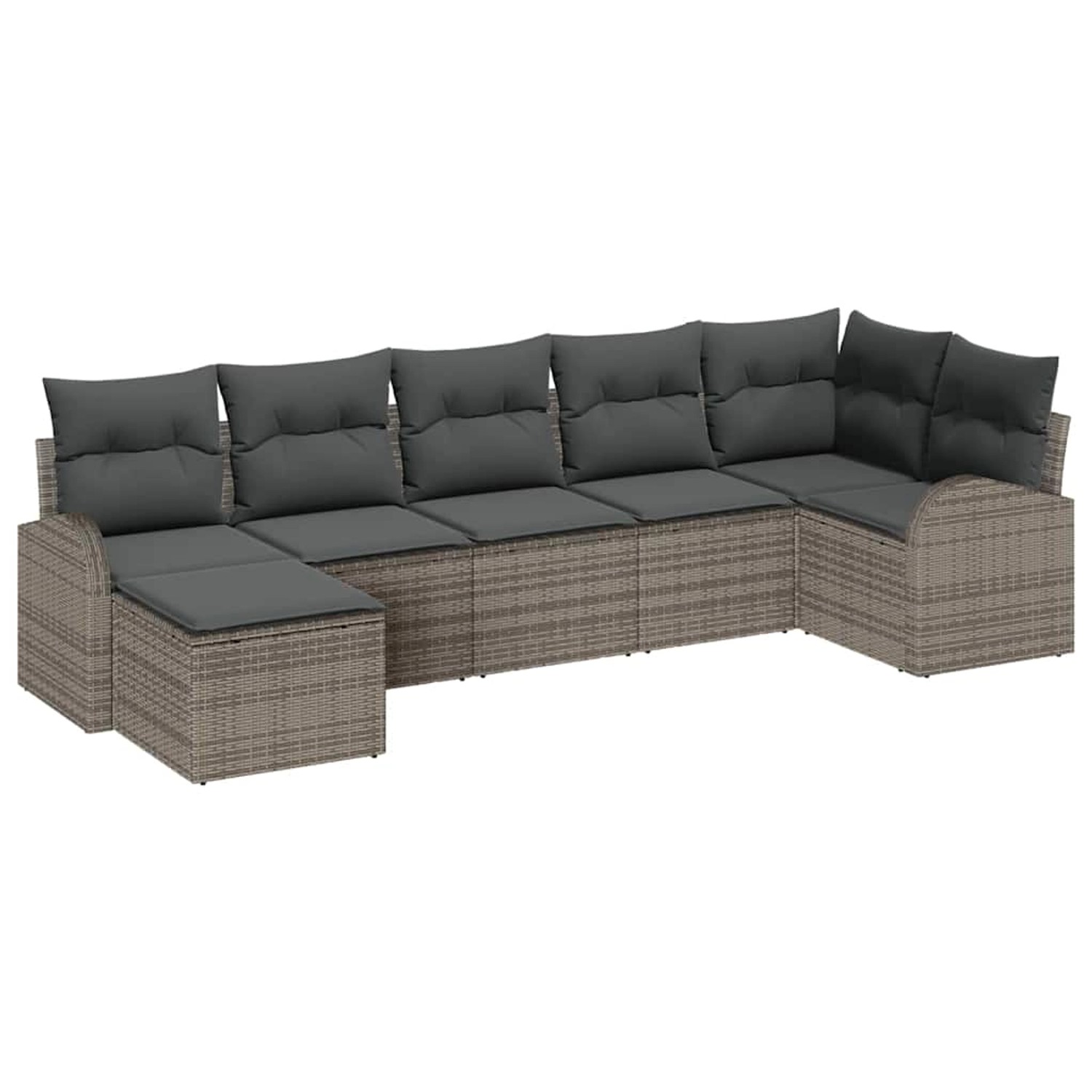 vidaXL Garten-Sofa-Set 7-Tlg Grau Poly Rattan 3354798 günstig online kaufen