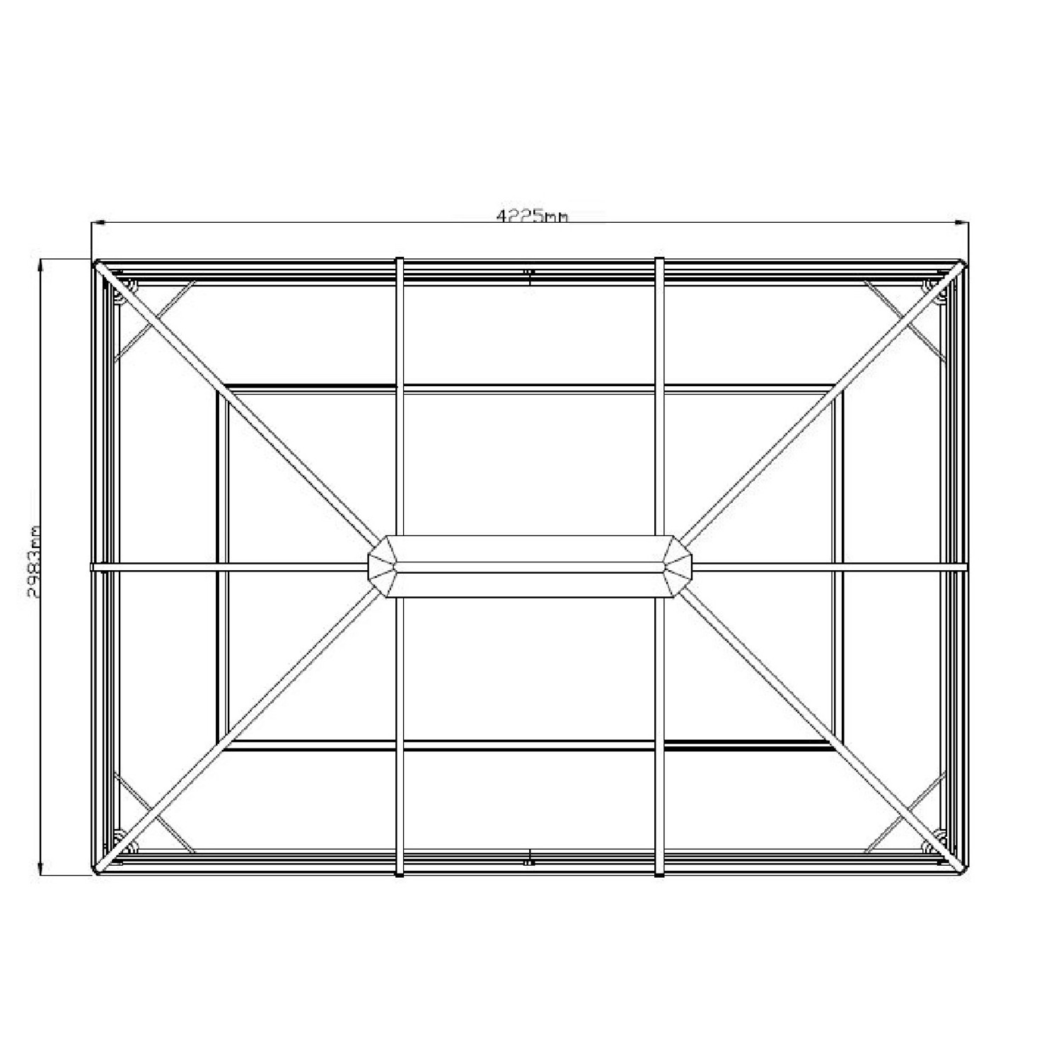 Draufsicht Sojag Aluminium Pavillon Verona 10x14 Anthrazit mit Maßangaben