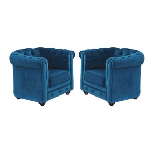 Vente-unique Sessel Mit Gerader Rückenlehne Chesterfield Blaugrün 88 cm