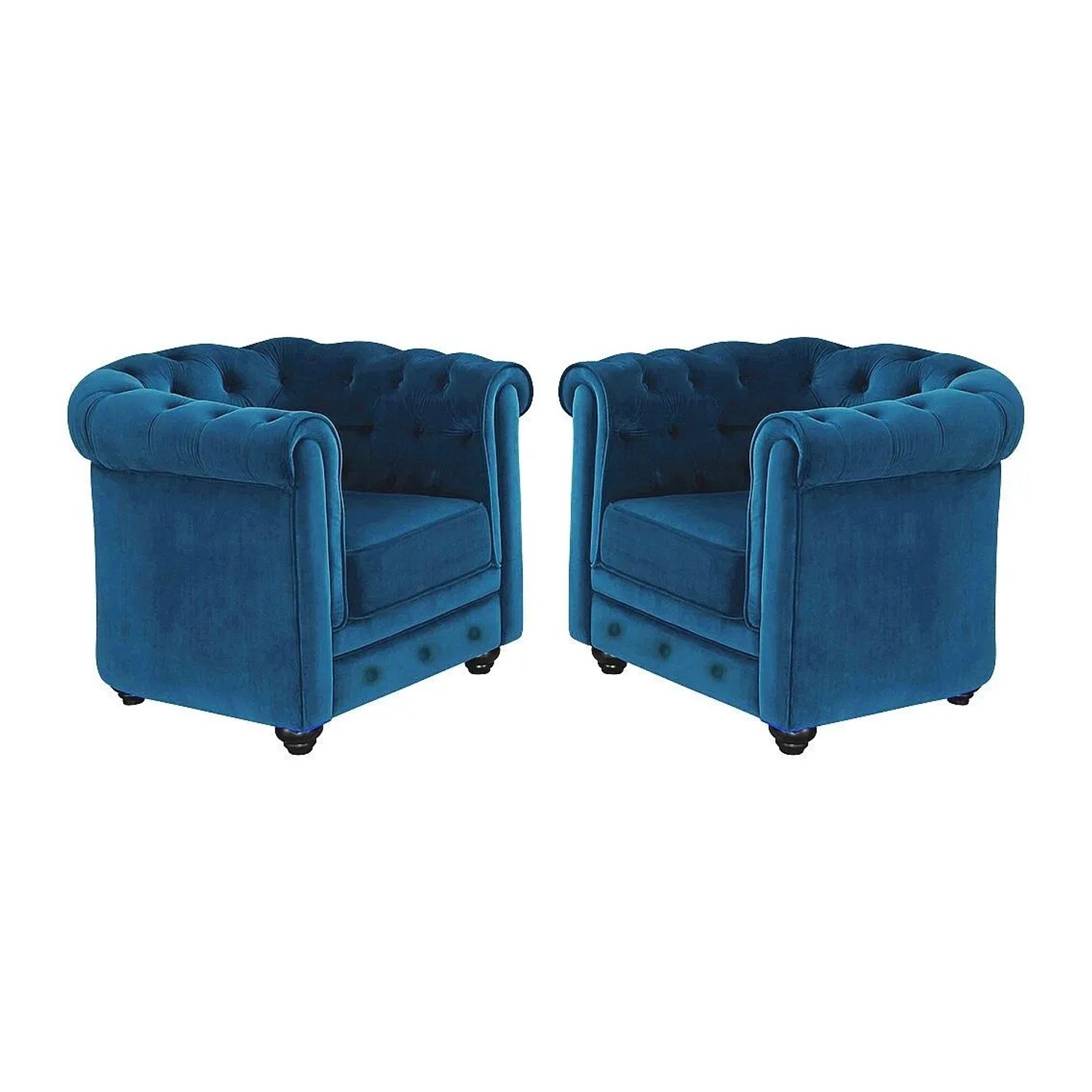 Vente-unique Sessel Mit Gerader Rückenlehne Chesterfield Blaugrün 88 cm