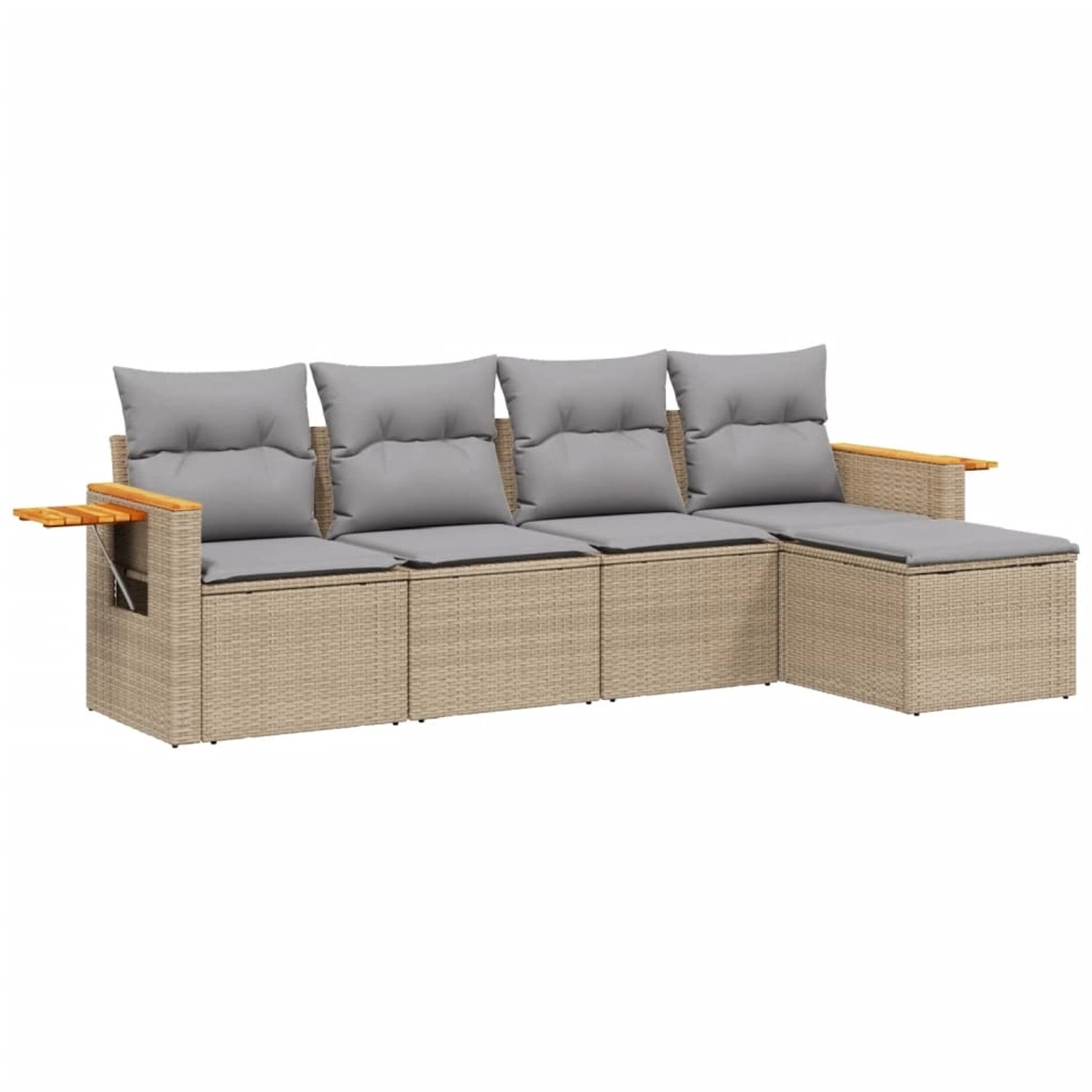 vidaXL 5-Tlg Garten-Sofagarnitur mit Kissen Beige Poly Rattan 3226759 günstig online kaufen