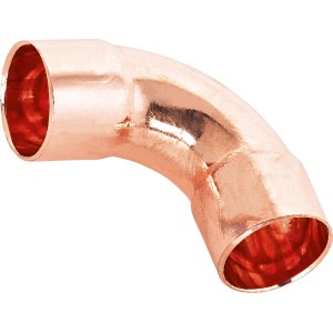 Kupfer Löt-Bogen, 22 mm, 90 Grad Winkel für Kupferrohr Installation.