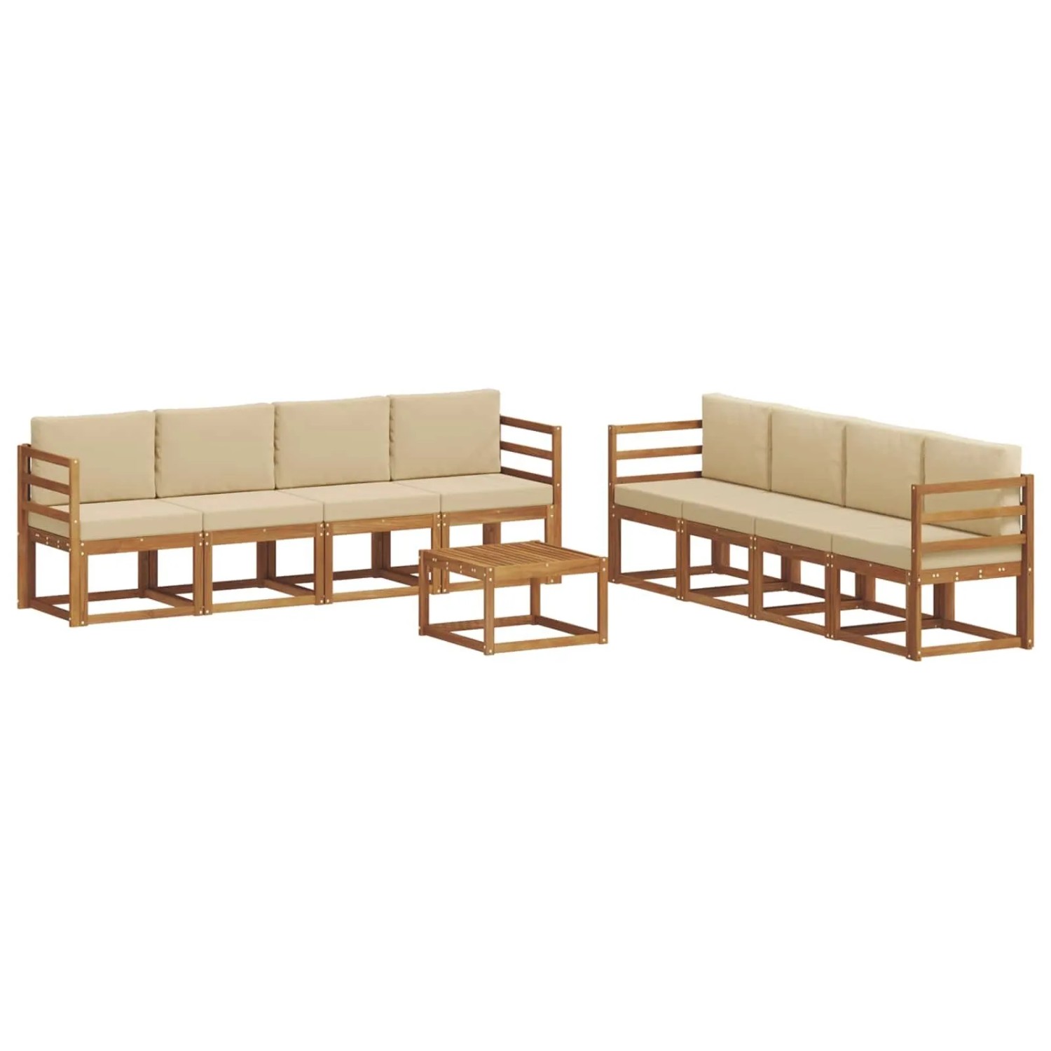 vidaXL Outdoor-Sofagarnitur 9 Stk Natur und Beige Massivholz Akazie 3366171