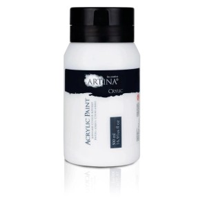 Artina Crylic Acrylfarbe, 500ml, Titanweiß. Künstlerfarbe für Acrylmalerei.