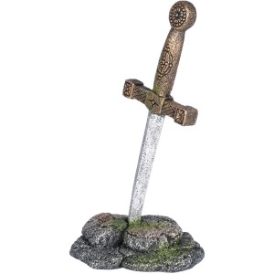 Aquadella Aquarium Deko Merlin, Schwert im Stein, ca. 16cm hoch.