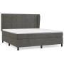 Dunkelgraues Boxspringbett 160x200 cm mit Samtbezug und Matratze.