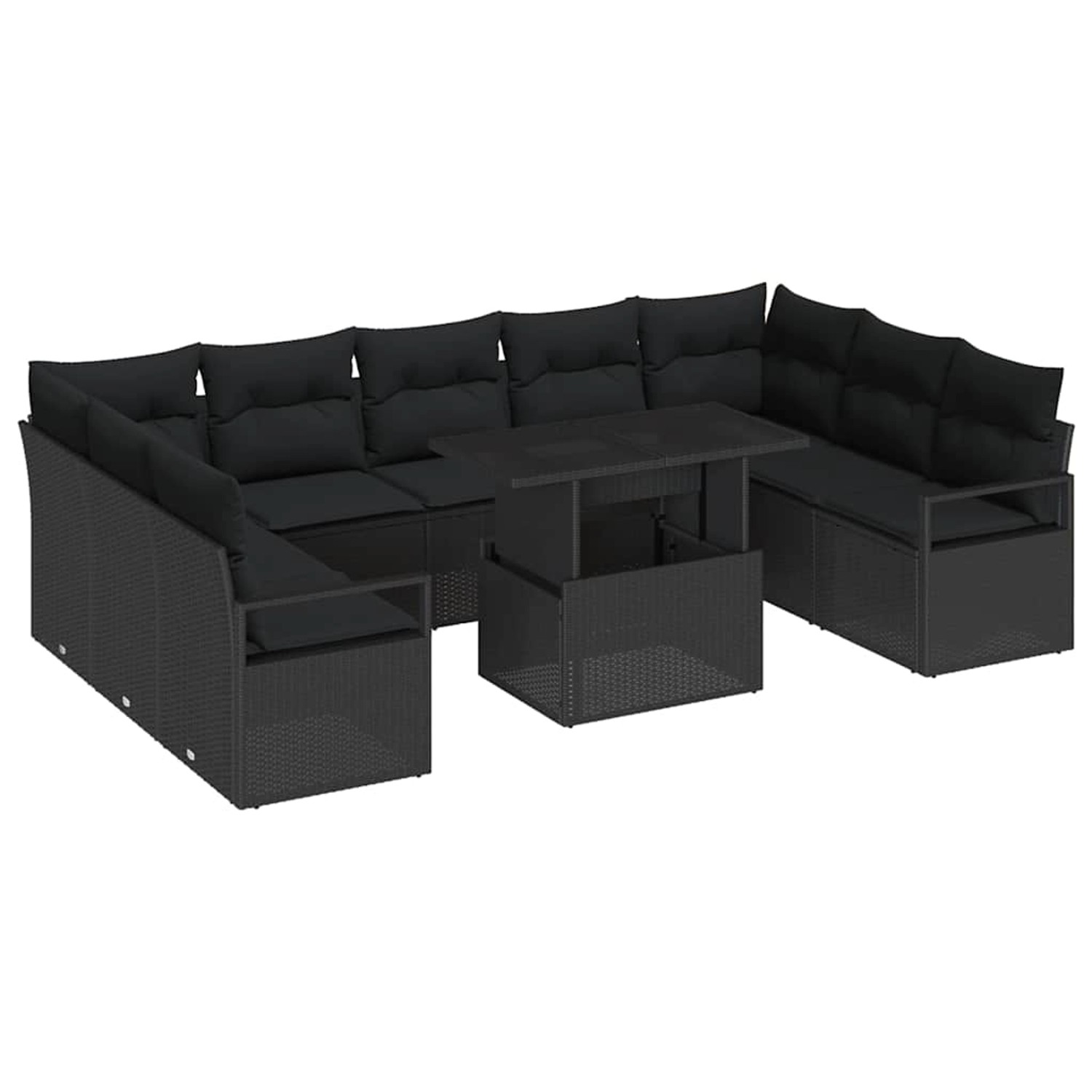 vidaXL Garten-Sofa-Set mit Speicher 10-Tlg Schwarz Poly Rattan 3357626 günstig online kaufen