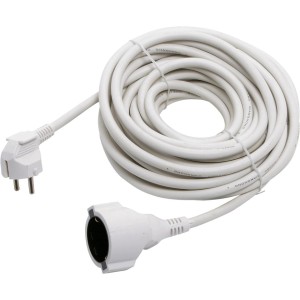 Weißes Schuko Verlängerungskabel, 10 m, für den Innenbereich.