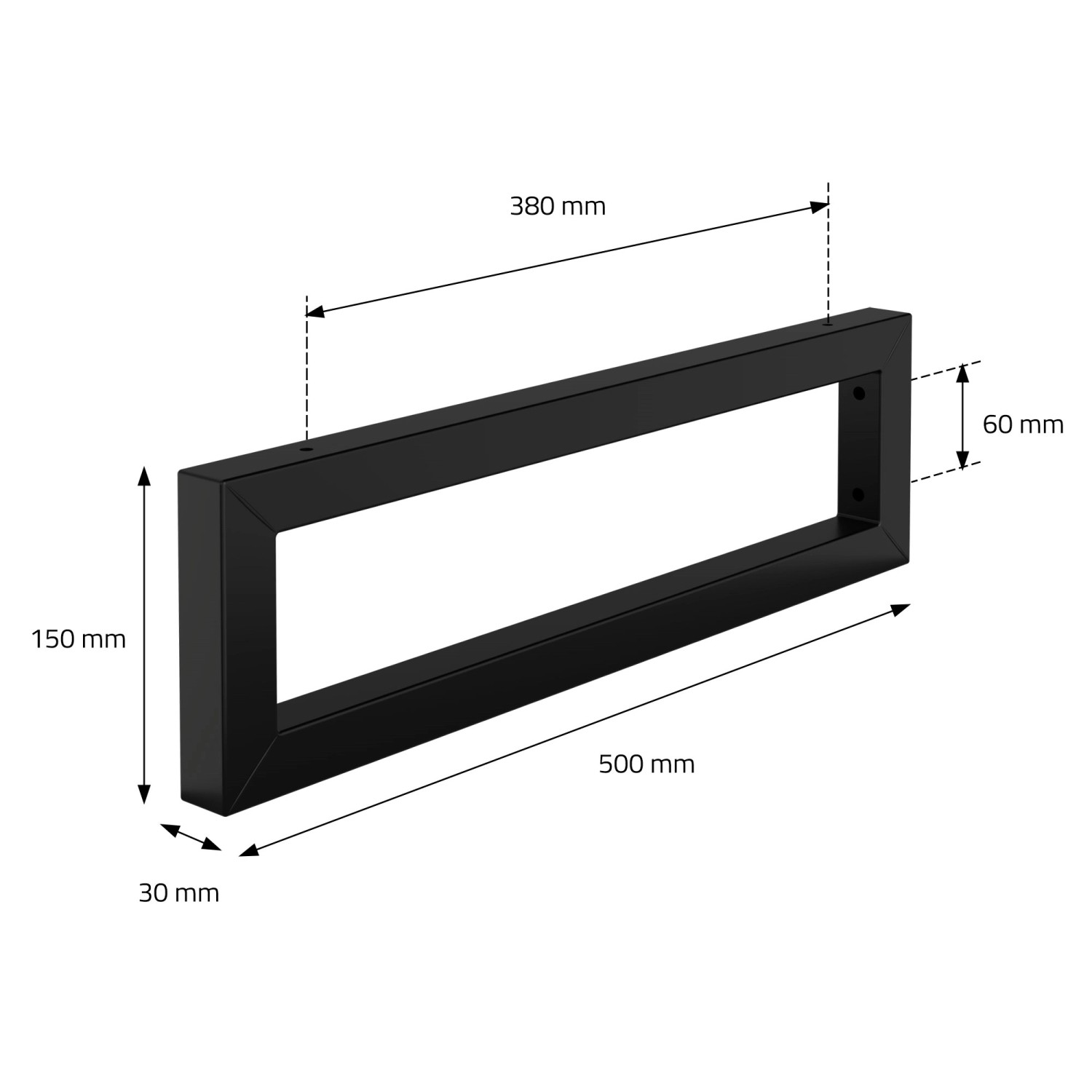 ML-Design Wandkonsole 2er Set, 500x150 mm, Schwarz, Stahl, Unterbau für Waschtisch.