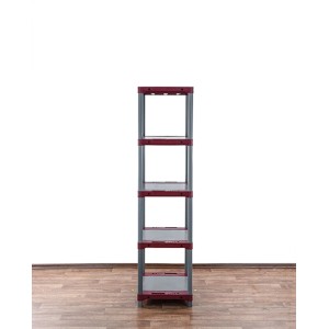 PROREGAL Kunststoffregal Grey Bear, 180x70x46cm, 5 Böden, grau/rot.