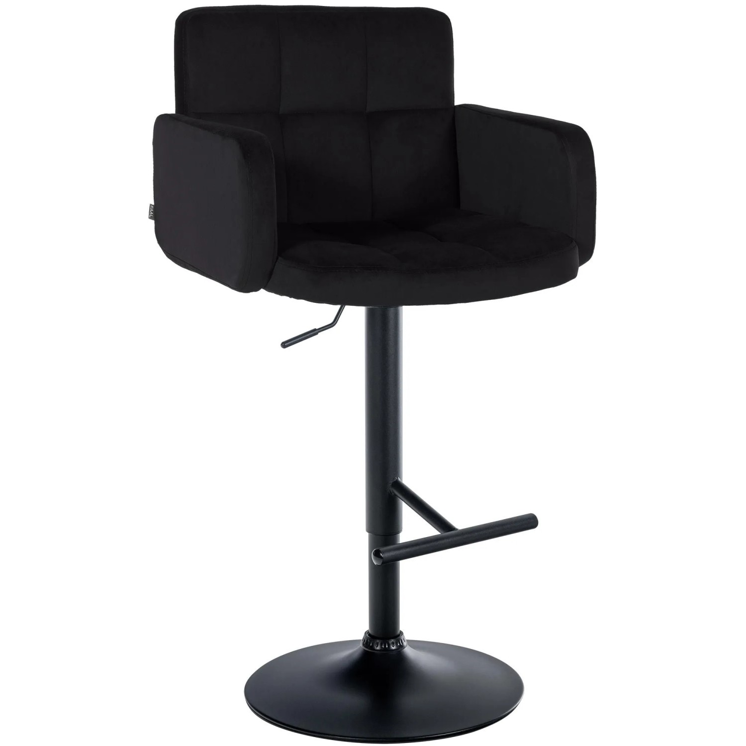 DELUKE Barhocker SUTUN Samt Schwarz 60x56x93cm Schwarz Barstuhl Mit Lehne Drehbar Tresenhocker Tresenstuhl
