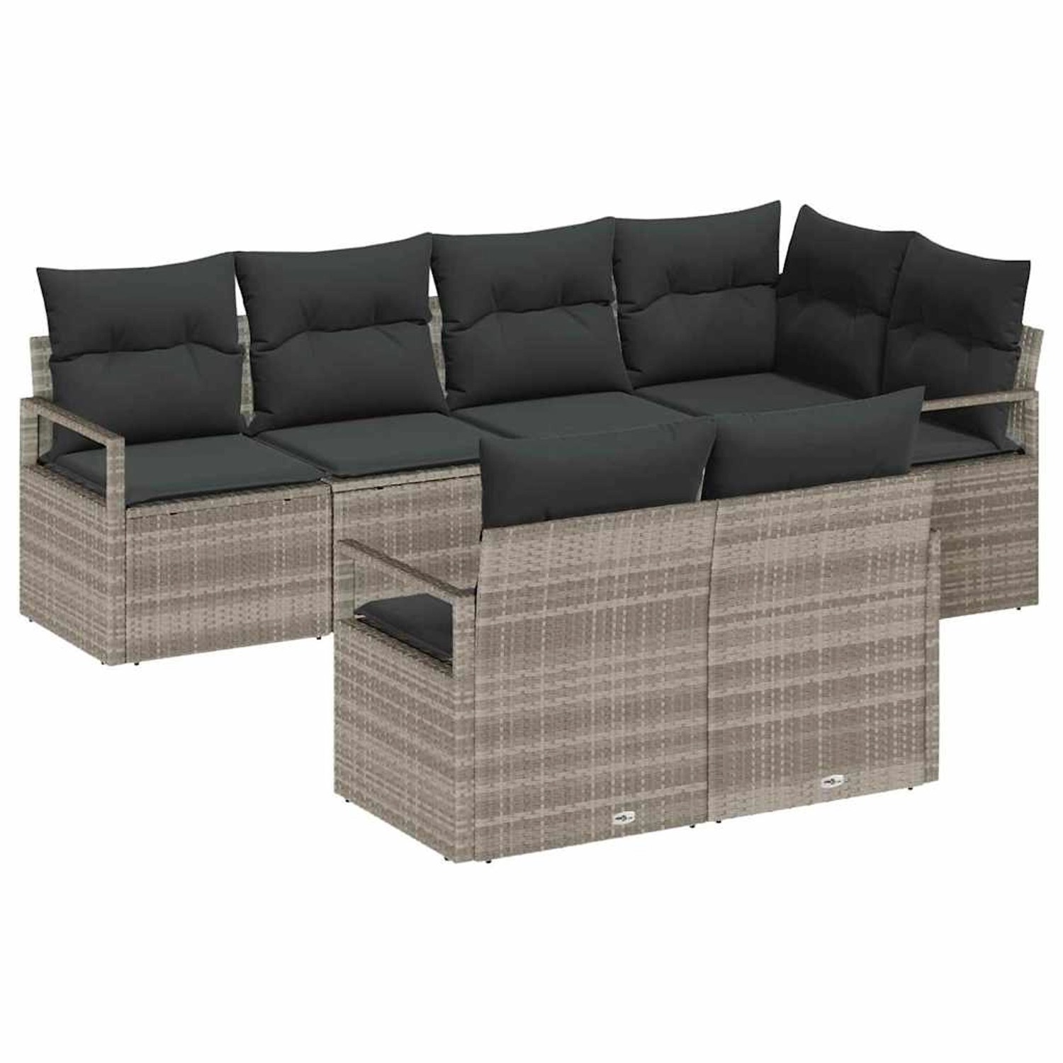 vidaXL Garten-Sofa-Set 7-Tlg Hellgrau Poly Rattan 3346422 günstig online kaufen
