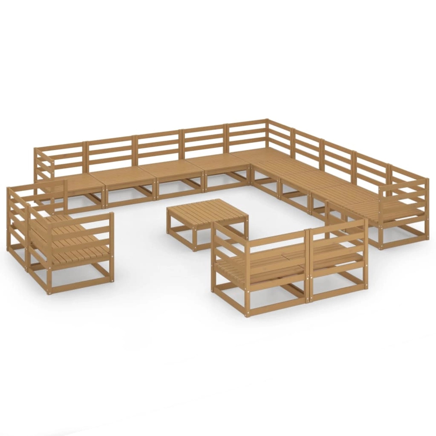 vidaXL 14-tlg Garten-Lounge-Set Massivholz Kiefer Modell 6 günstig online kaufen