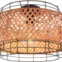 Globo Deckenleuchte Gina, Ø 35 cm, im Industrial/Boho Design mit schwarzem Metall und Bambusgeflecht.