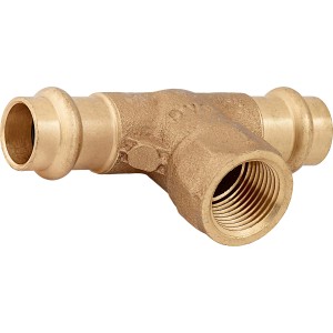Press-T-Stück aus Rotguss, 15 mm x 18,6 mm, für Kupferrohr-Installationen.
