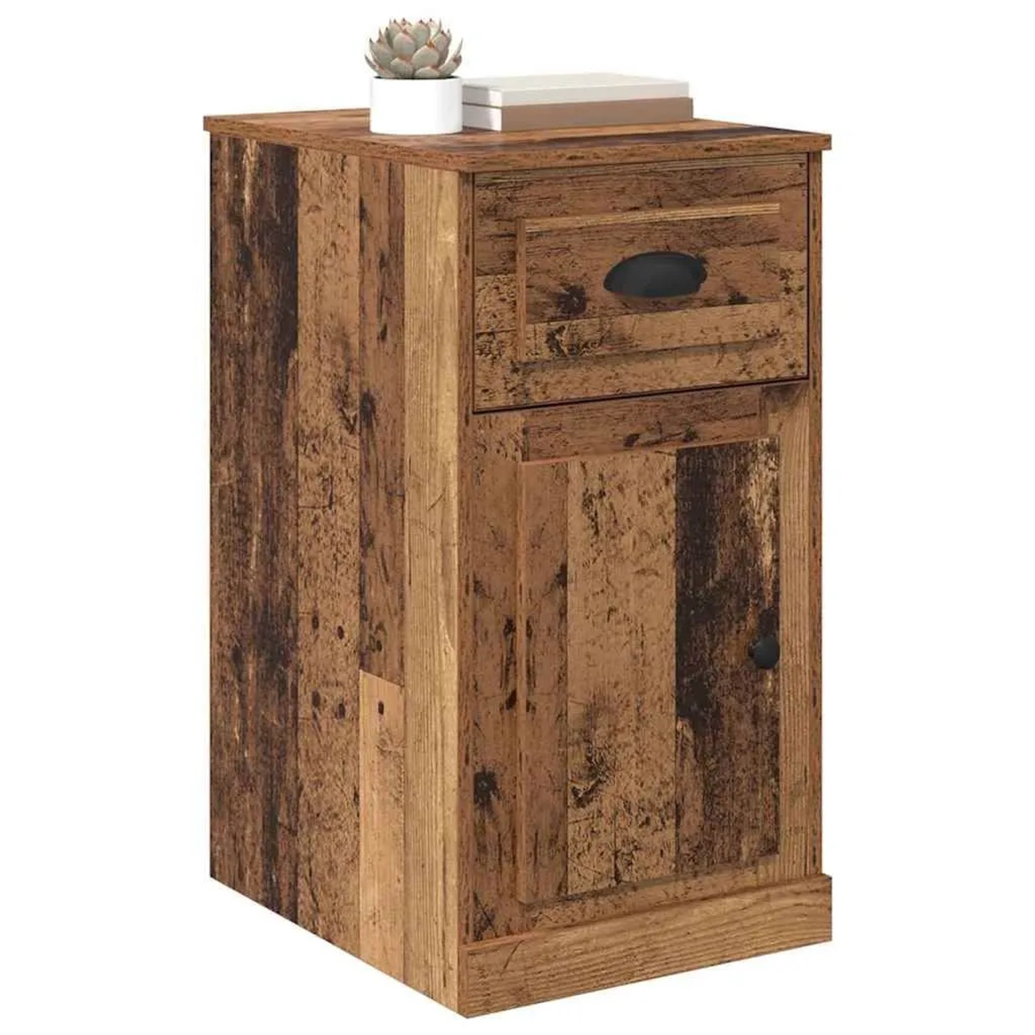 vidaXL Seitenschrank Altholz, Wohnzimmerschrank mit Schublade und Tür, 75cm hoch.