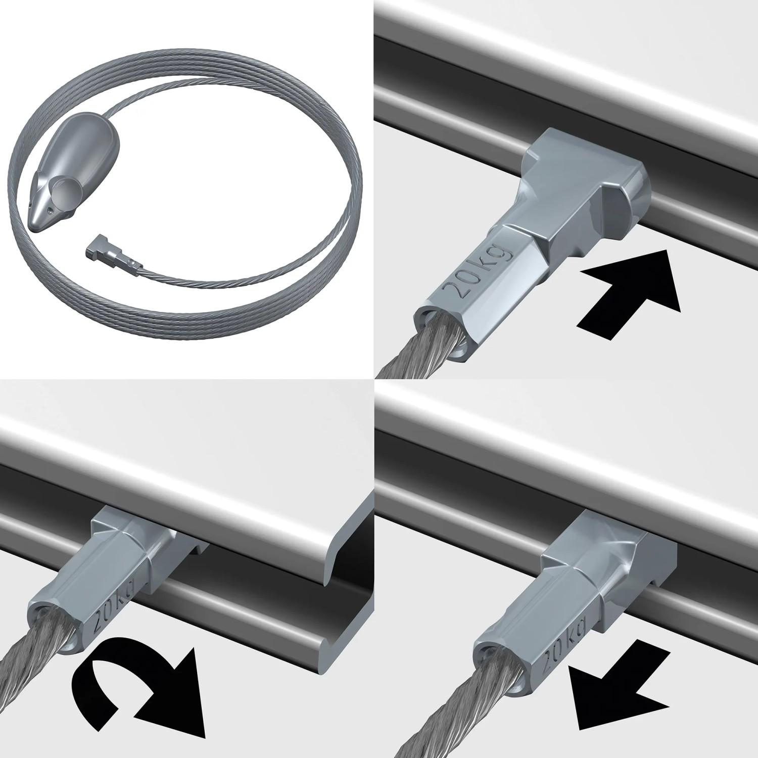 Artiteq Aufhängesystem Picture Mouse mit 6 Magneten und Stahldraht zur Bildpräsentation.