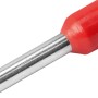 Ader-Hülse E10-18, 5 Stück, mit roter Isolierung und silberfarbener Metallhülse.