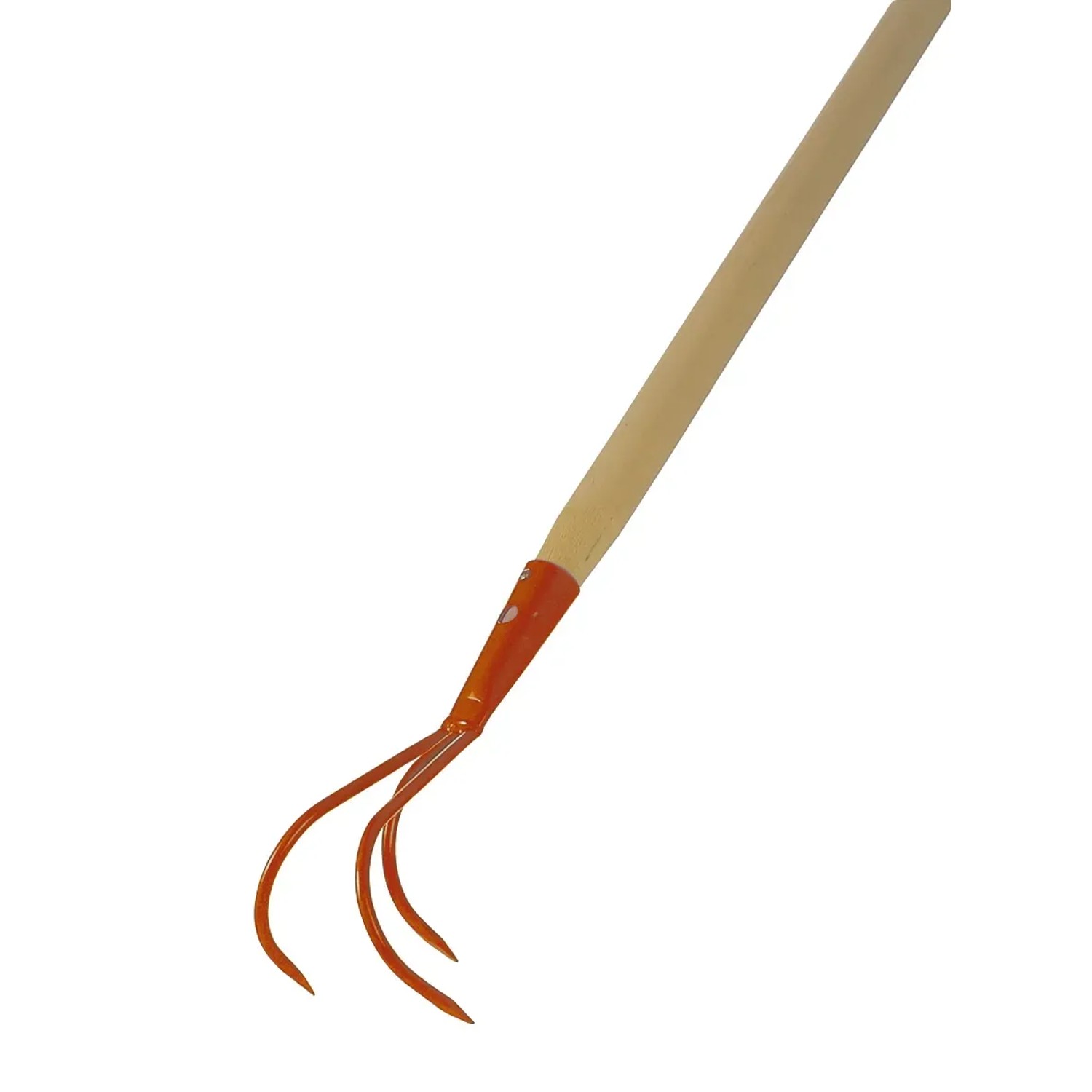 Grubber mit Stiel (140 cm) zur Bodenlockerung im Garten und Beet. Stahlzinken, Holzstiel.