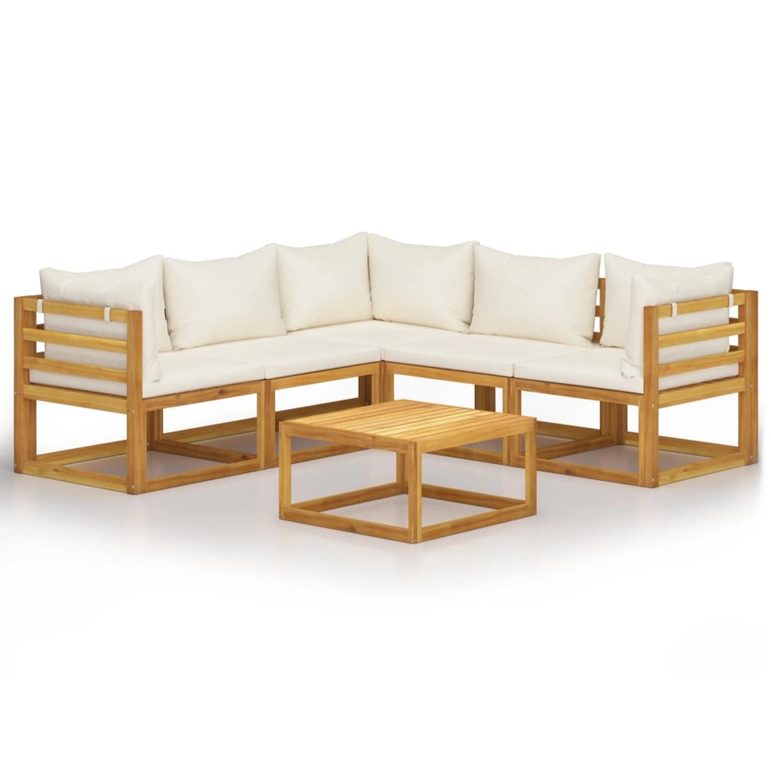 vidaXL 6-tlg Garten-Lounge-Set mit Auflagen Creme Massivholz Akazie Modell 4