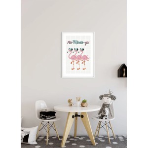 Disney Poster Minnie Maus Rosa, 3 Flamingos mit Minnie Maus Ohren, 30x40 cm, Kinderzimmer Deko