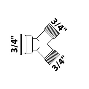 Kirchhoff 2-Wege-Verteiler, 3/4 Zoll, Chrom, Gewindefitting für Wasserleitungen.