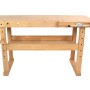 Rikta Hobelbank aus Buchenholz mit Schraubstock, 83x140x50 cm. Werkbank mit Ablage und Bankhaken.