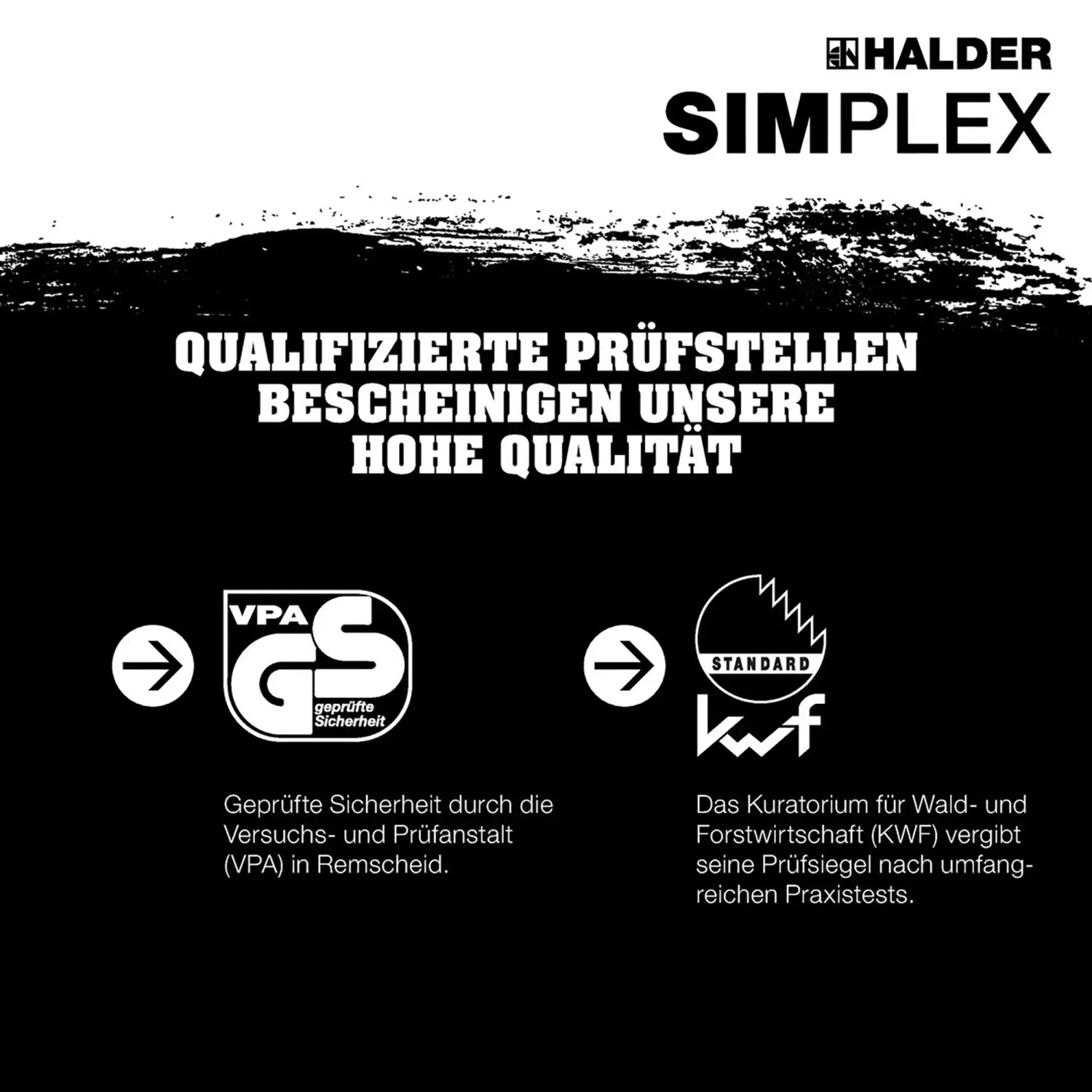 Halder Spaltaxt Simplex: Qualitätssiegel von VPA und KWF bestätigt.