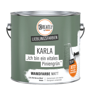 Farbeimer CREATE! by OBI Karla Piniengrün, matte Wandfarbe für Innenräume.