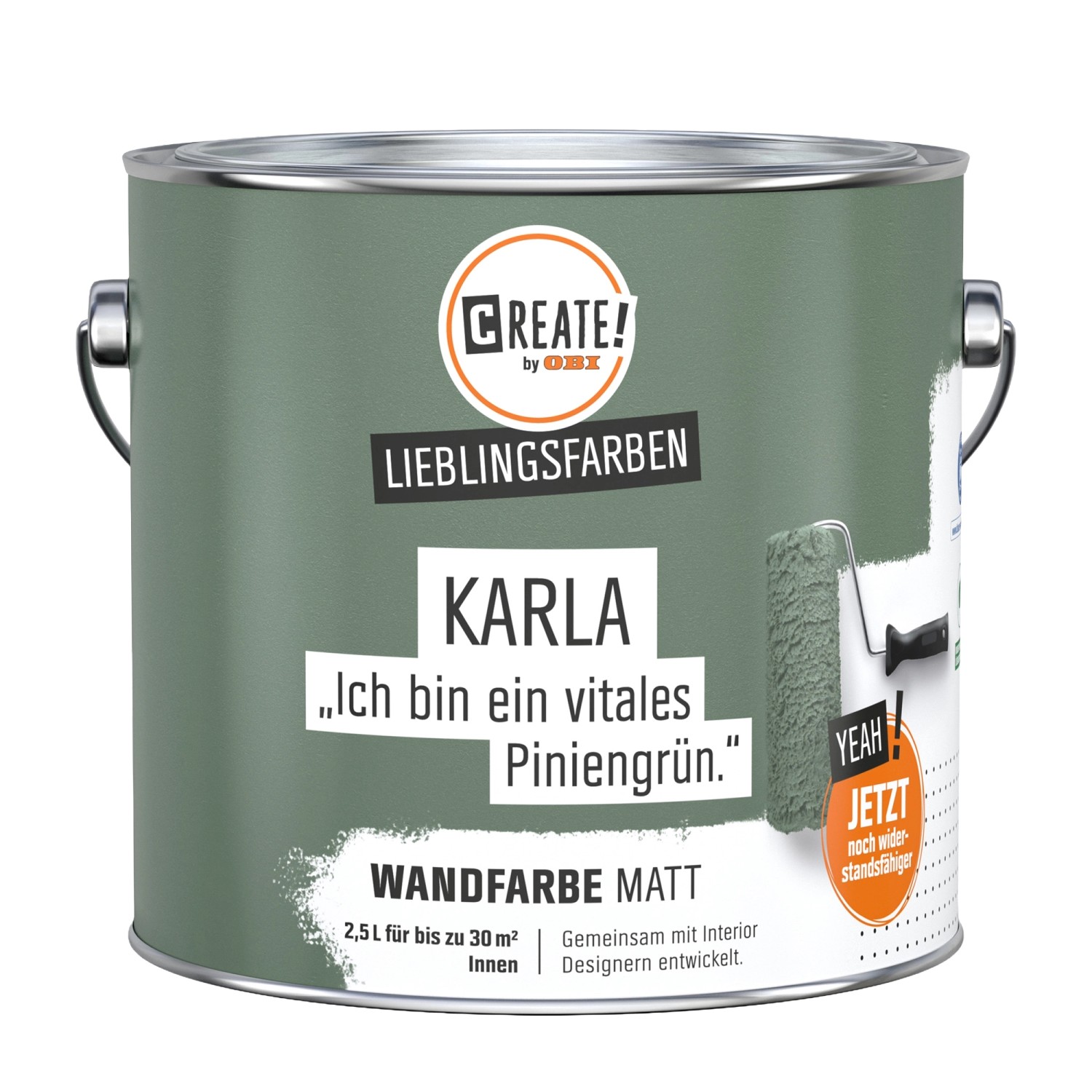 CREATE! by OBI Wandfarbe Lieblingsfarbe Karla Piniengrün Matt 2,5 l