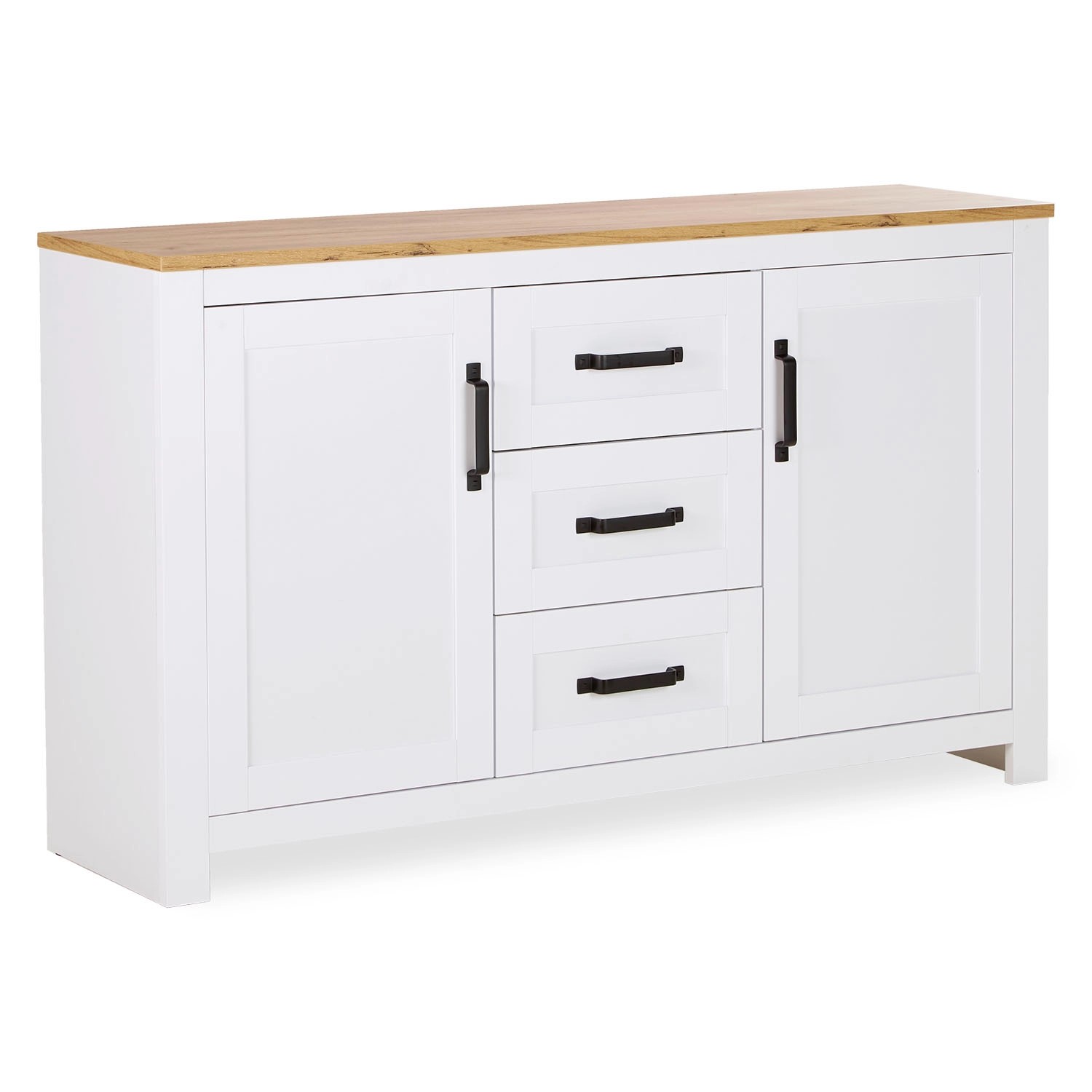 Homestyle4u Kommode Sideboard Eiche Matt Weiß Holz Massiv günstig online kaufen