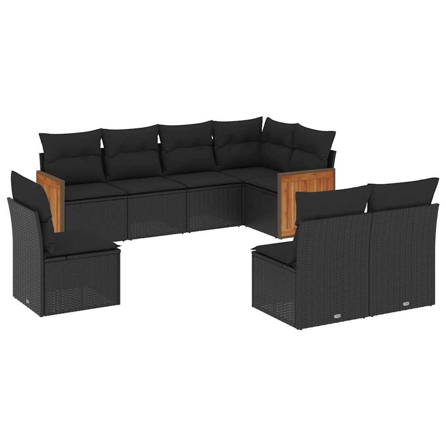 vidaXL 8-Tlg Garten-Sofagarnitur mit Kissen Schwarz Poly Rattan 3260123 günstig online kaufen