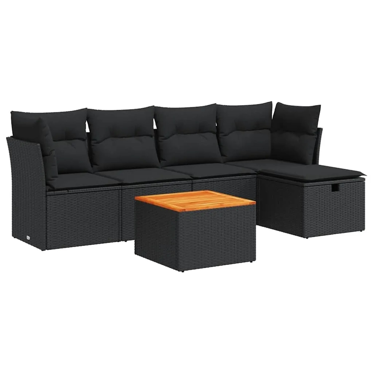 vidaXL 6-Tlg Garten-Sofagarnitur mit Kissen Schwarz Poly Rattan 3325751 günstig online kaufen