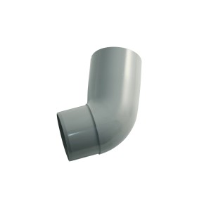 Grauer Marley Fallrohrbogen 67 Grad DN 105 aus Kunststoff für Dachrinnen.