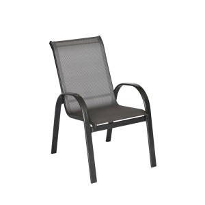 Merxx Amalfi Stapelsessel 2er-Set, Graphit-Grau, Aluminiumgestell mit Textilbespannung.